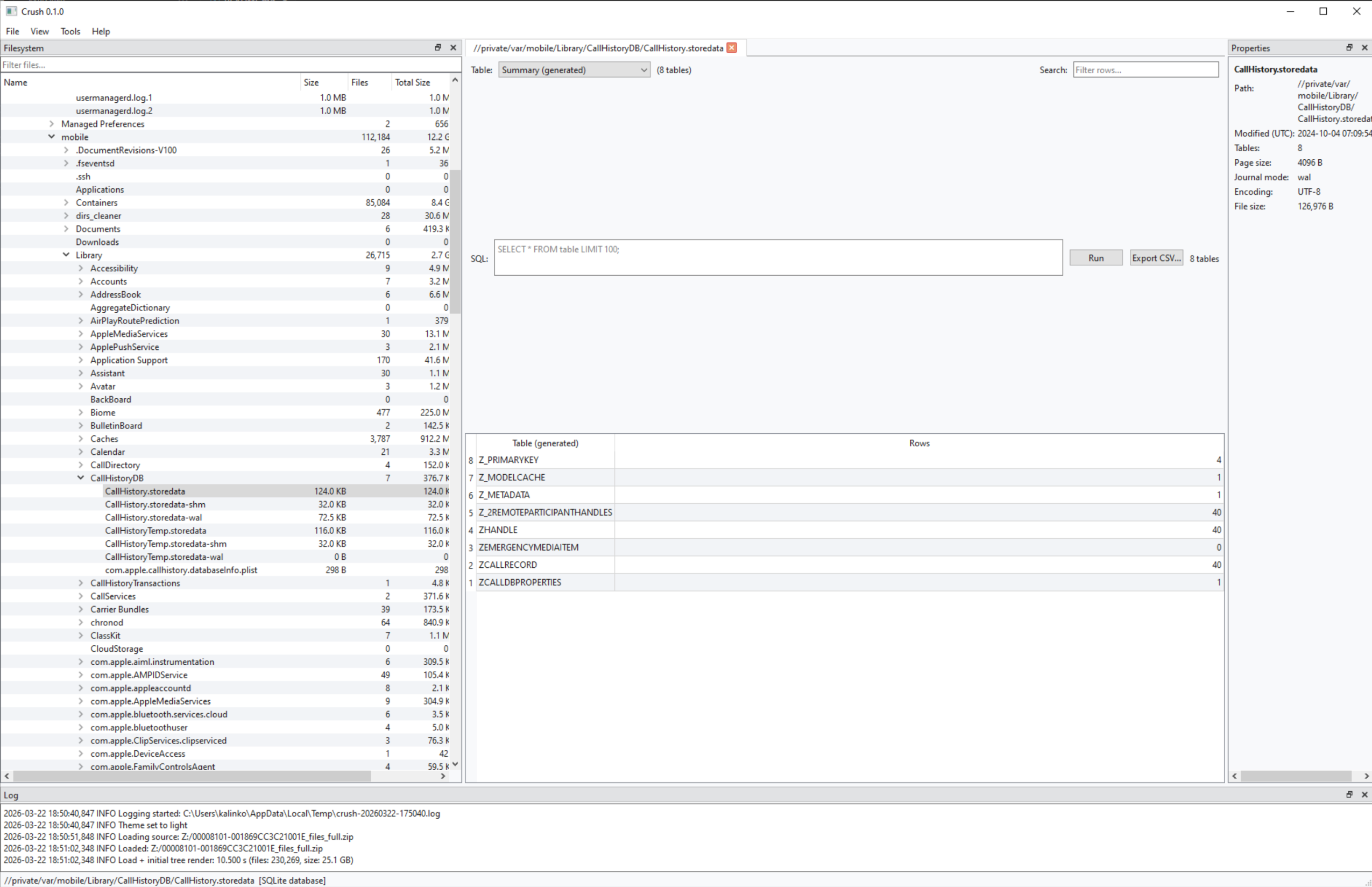 iOS SQLite Summary (Windows)