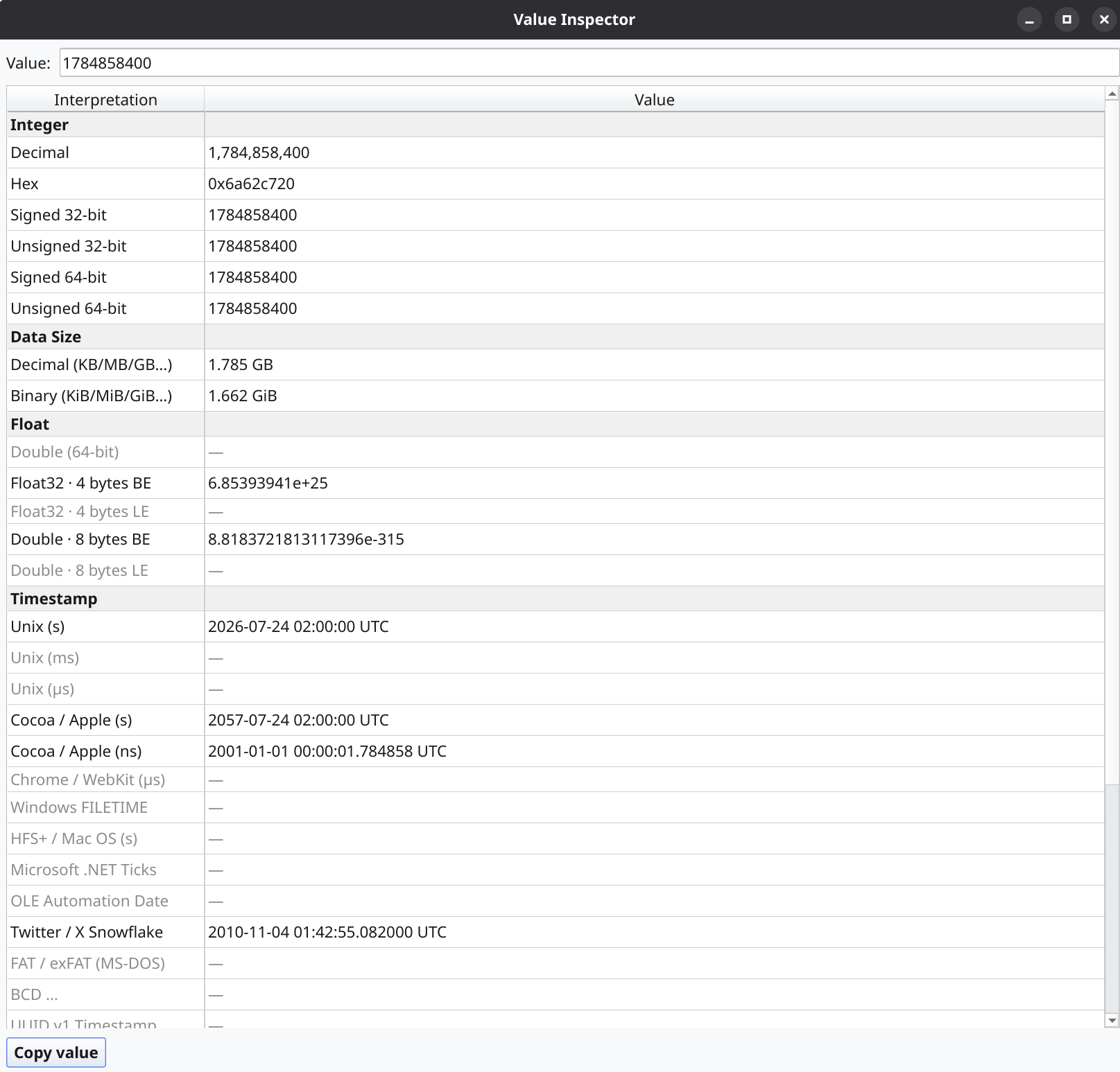 Value Inspector (Linux)