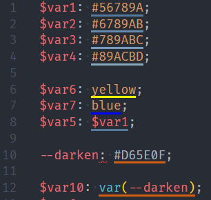 color displayed as underline