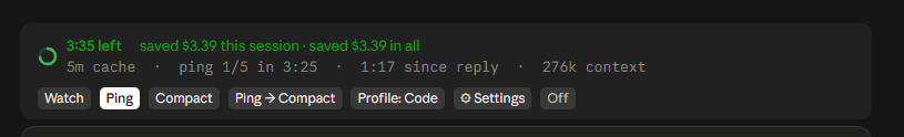 The cache-guard band above the prompt