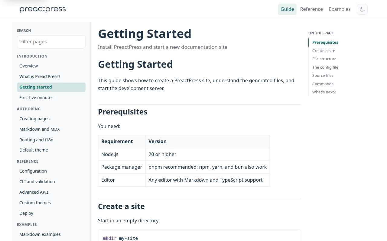 Docs theme built with PreactPress