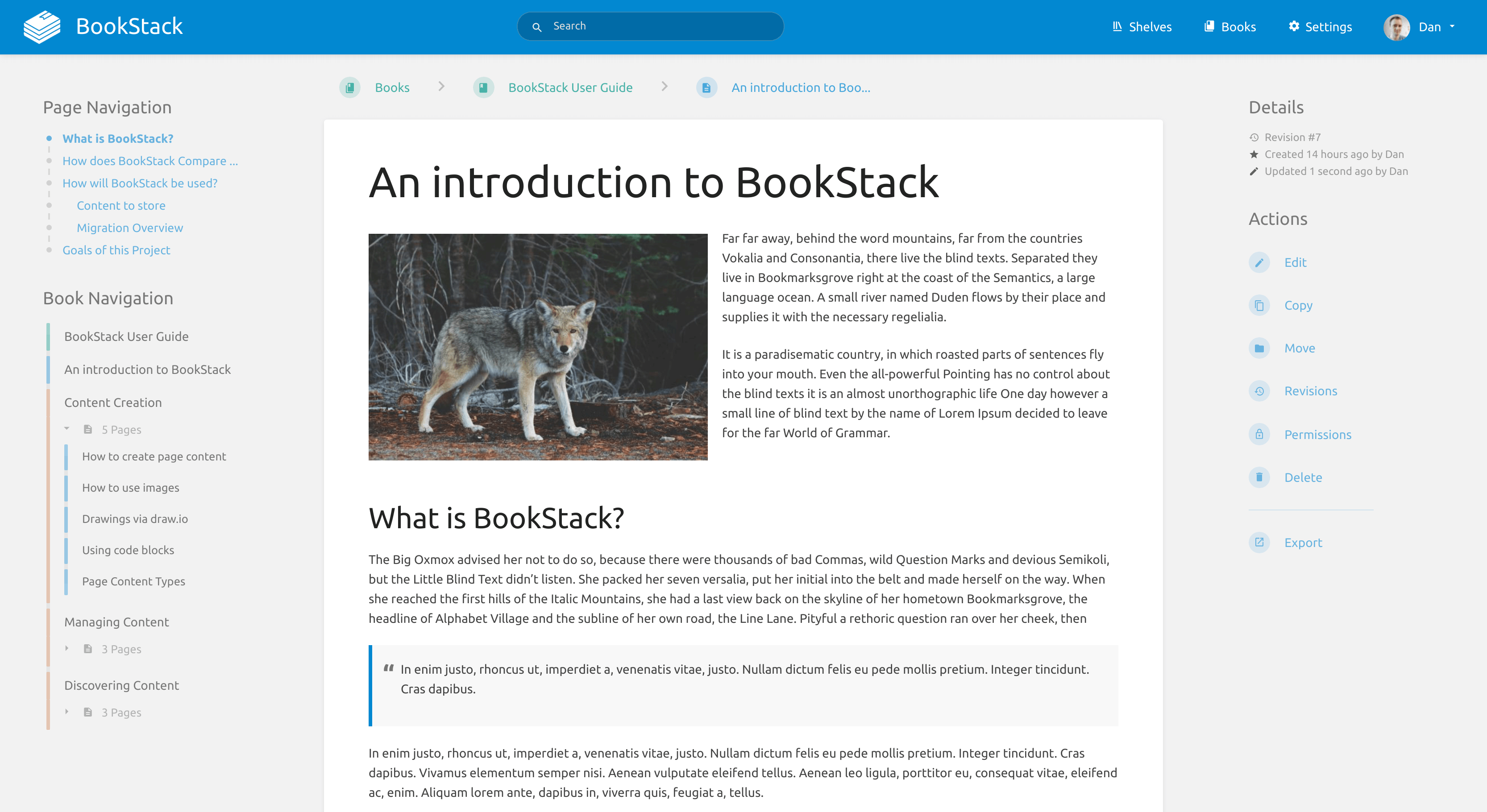 Bookstack screenshot