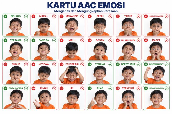 Pratinjau papan Kartu AAC Emosi