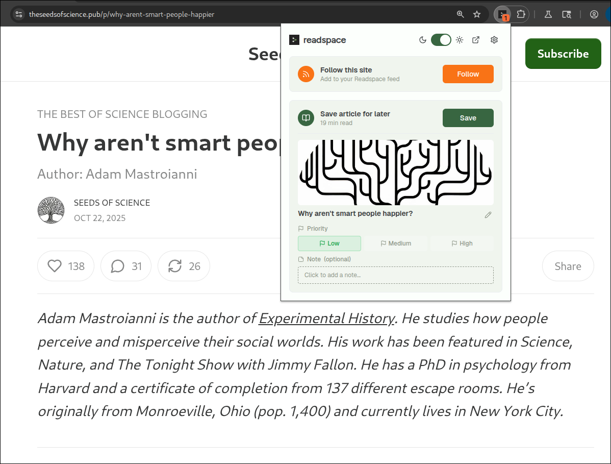 Readspace Browser Extension Demo