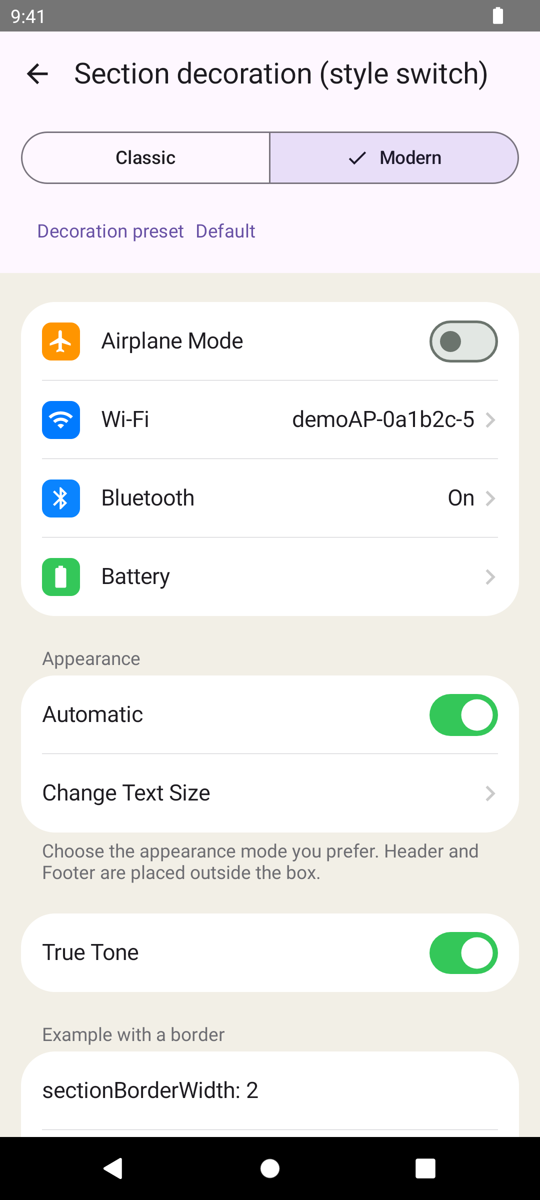 Android Modern style