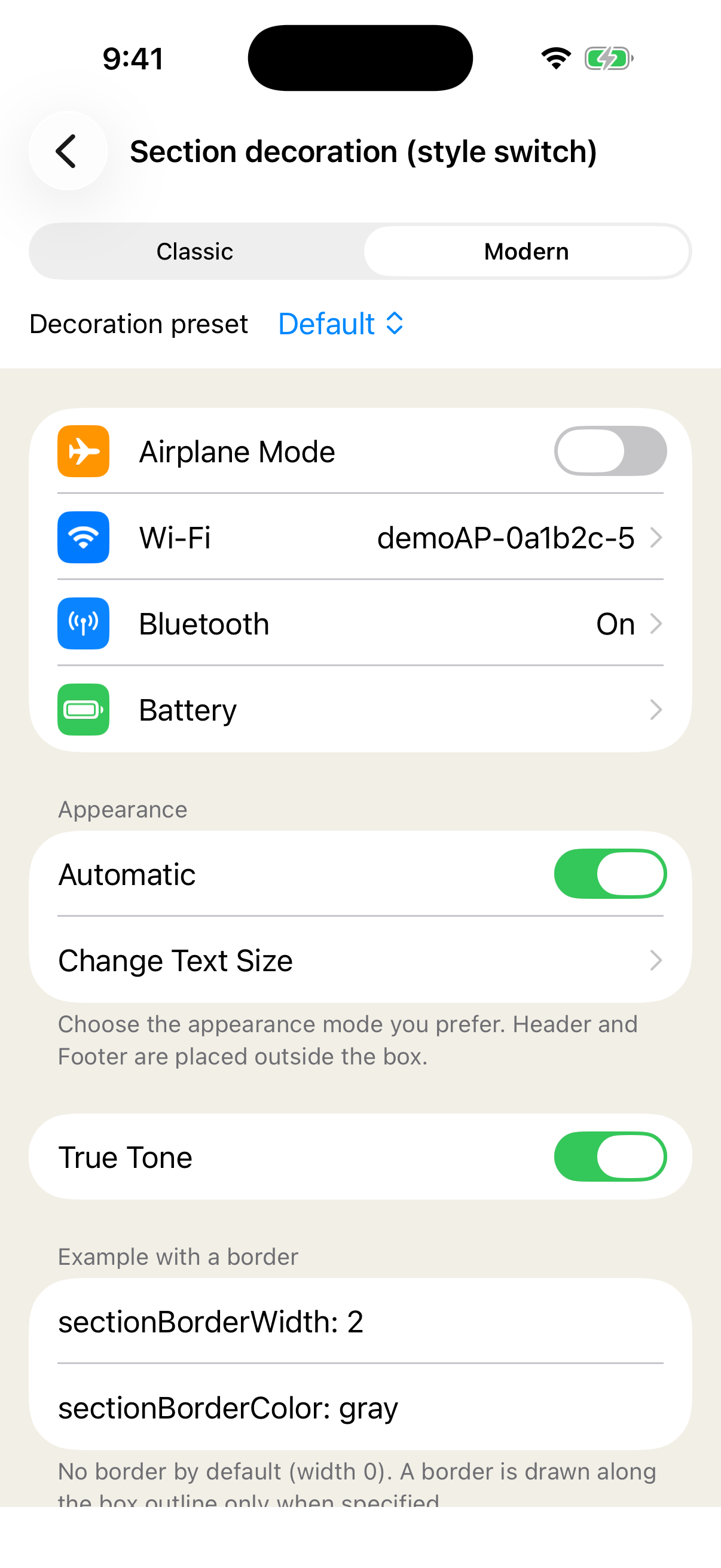 iOS Modern style