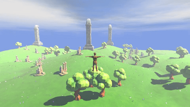 scene-generation algorithm — text to placed 3D world