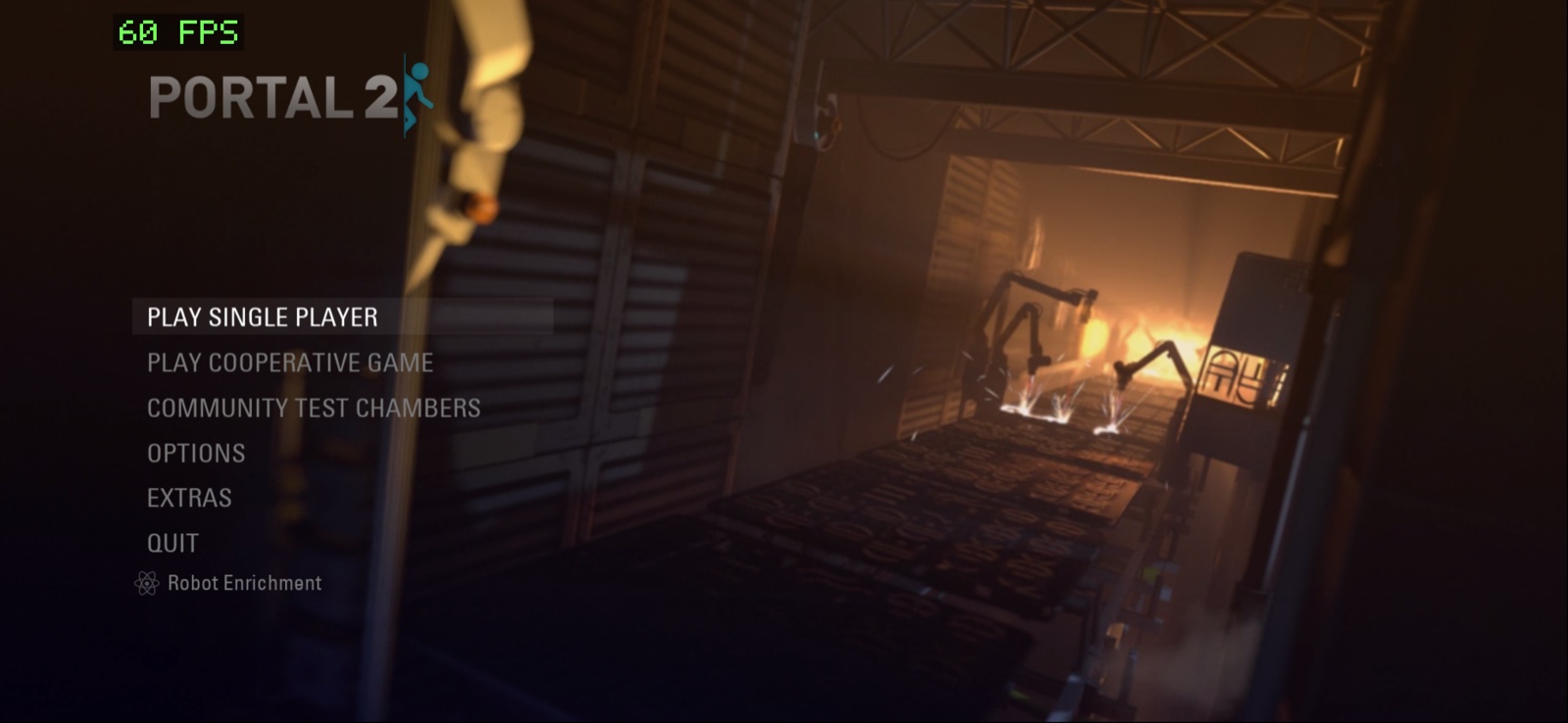 Portal 2 main menu on iPhone, 60 fps