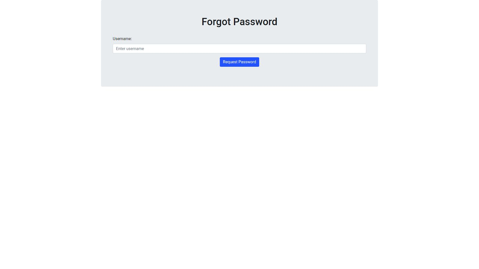 Forgot Password Page