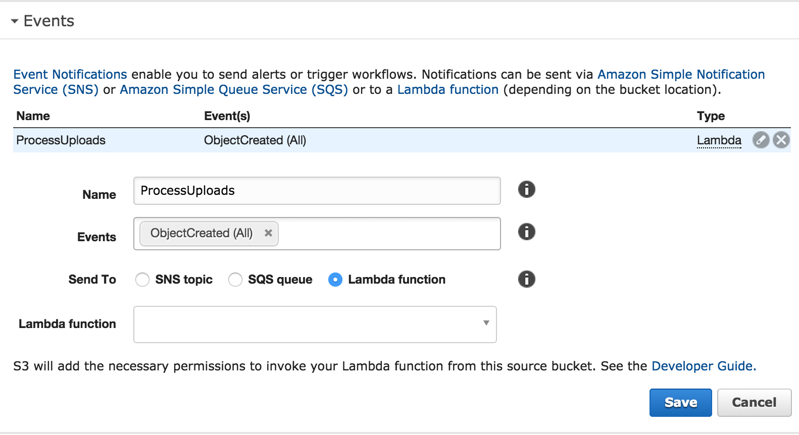 Source Bucket Event Configuration