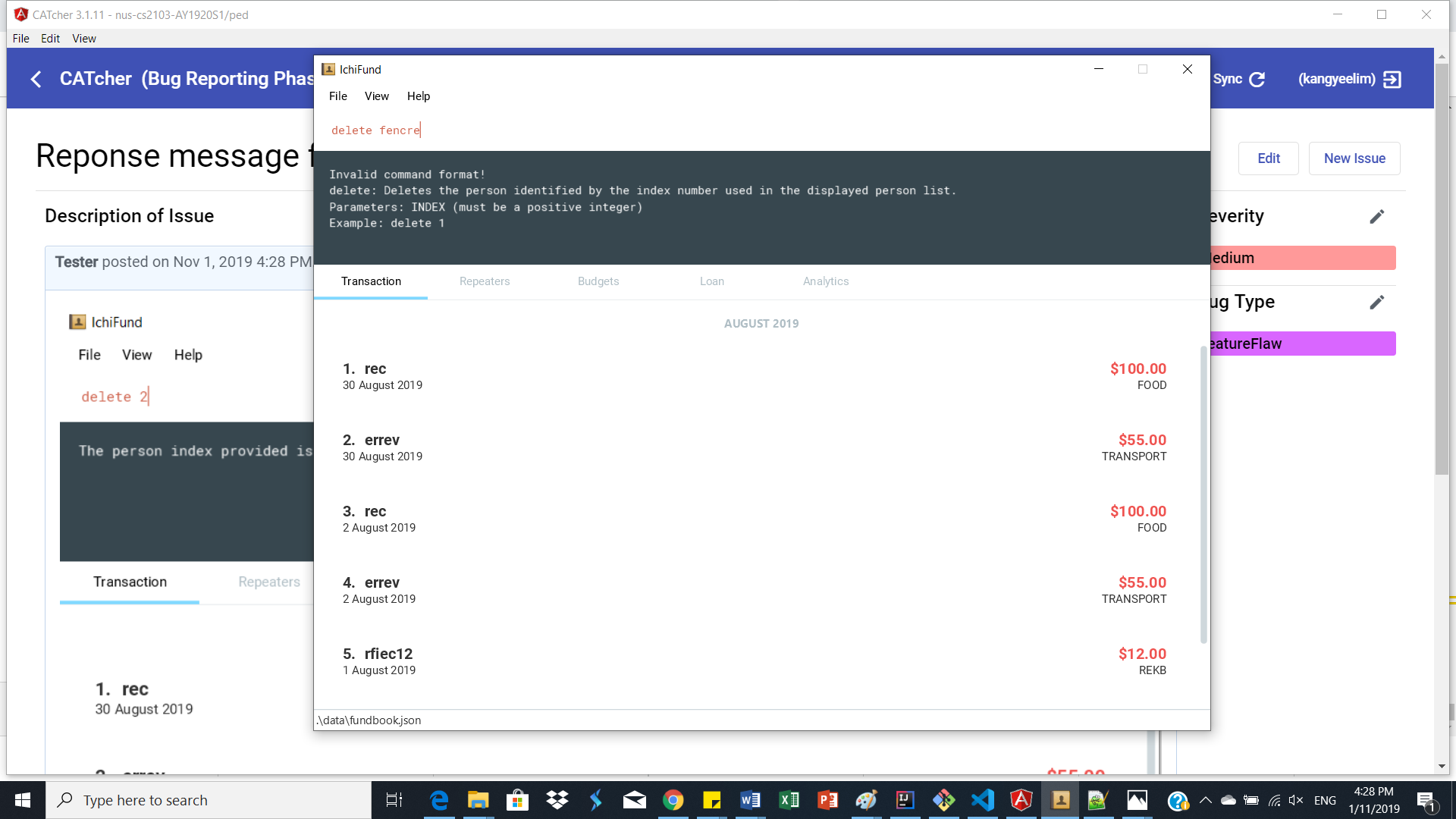 Reponse message for incorrect delete input · Issue #213 · AY1920S1 ...