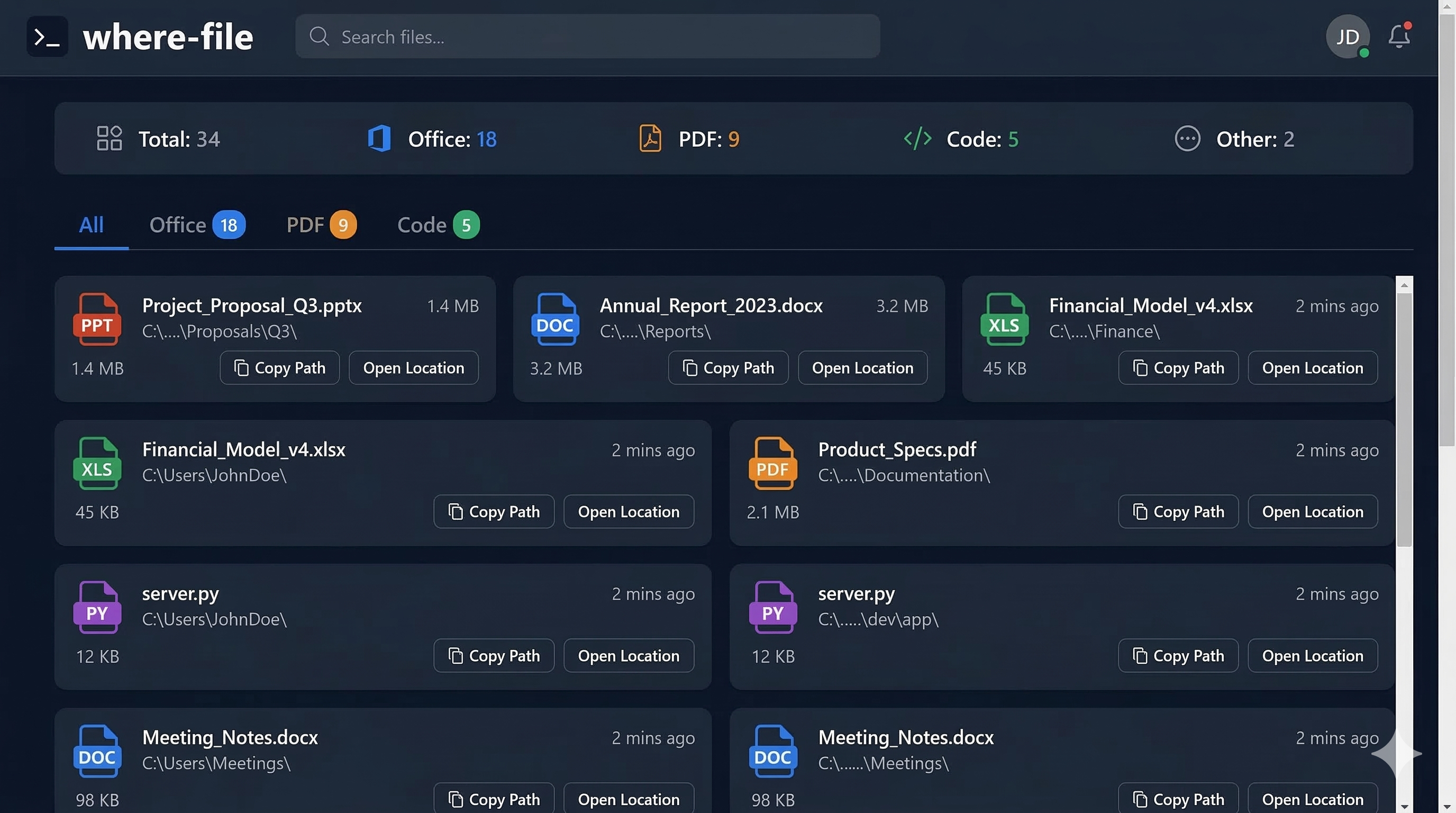 where-file dashboard