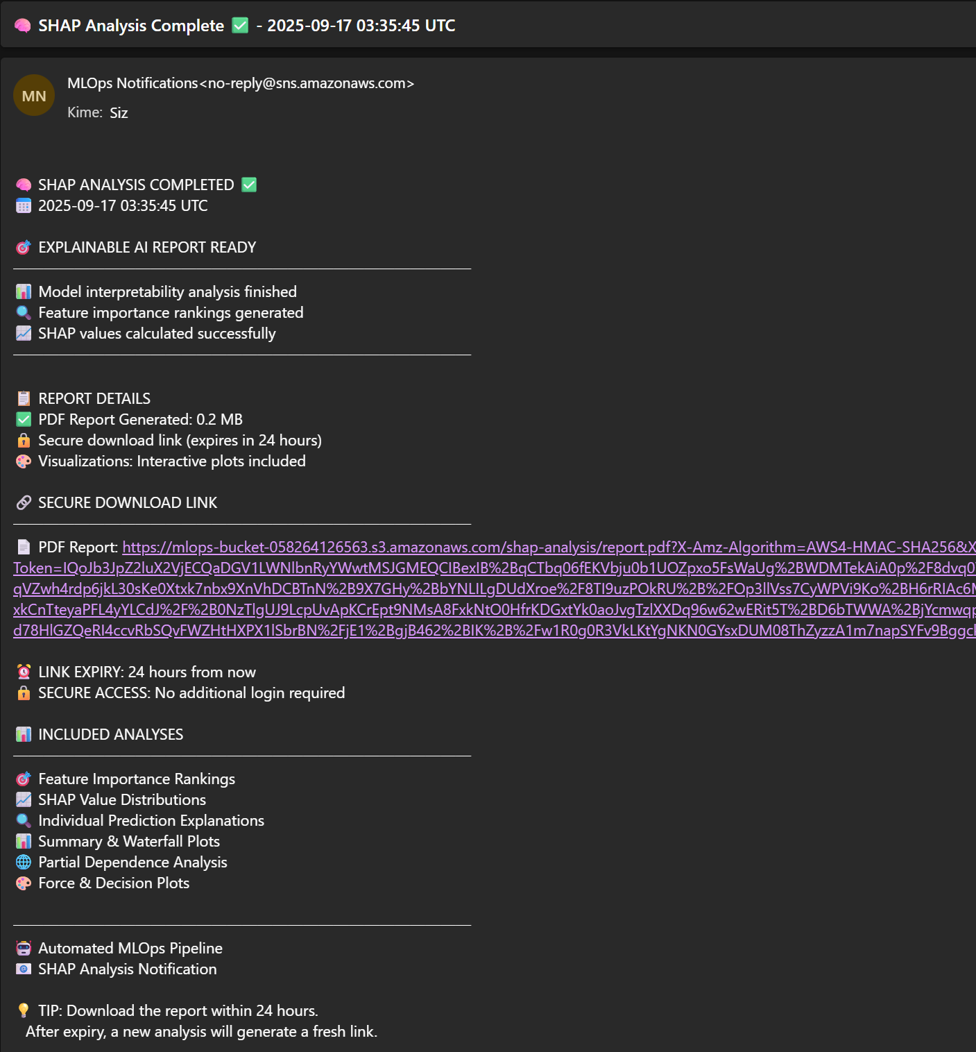 SHAP analysis Email