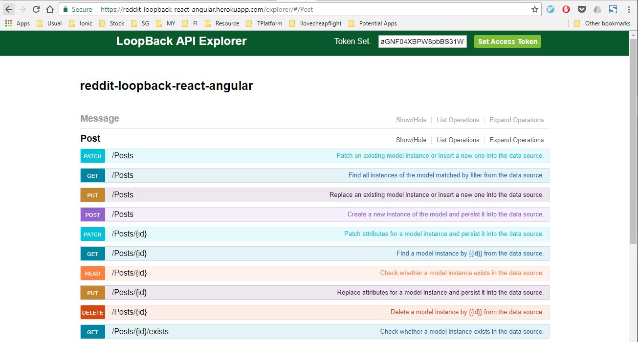 Loopback API Explorer Page
