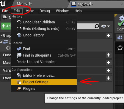 Step 3 - Open project settings
