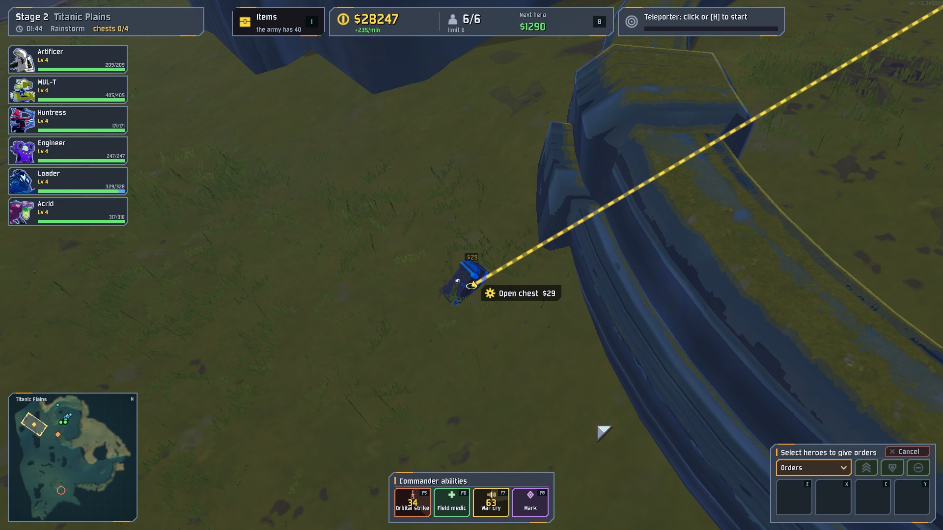 Right-click a chest: the nearest hero goes to open it