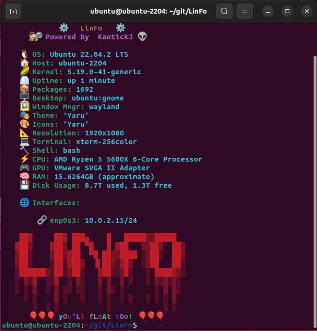 LinFo. Unveiling the Magic of Your Linux System!