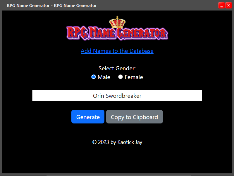 RPG Name Genie Screenshot