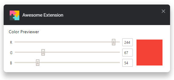 Sample extension output