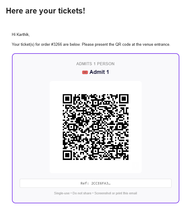 Ticket Email Screenshot