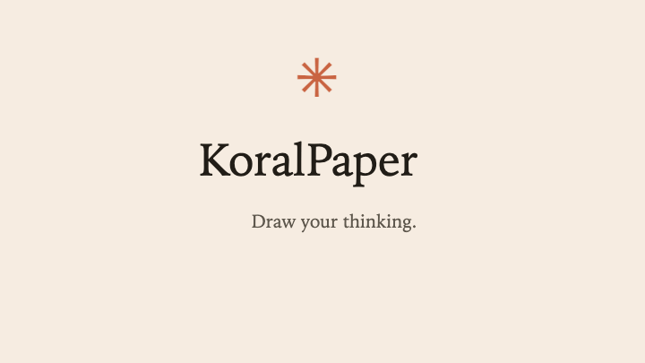 KoralPaper in motion: a hand-drawn flow, a chart and the Claude chip building themselves in stop-motion