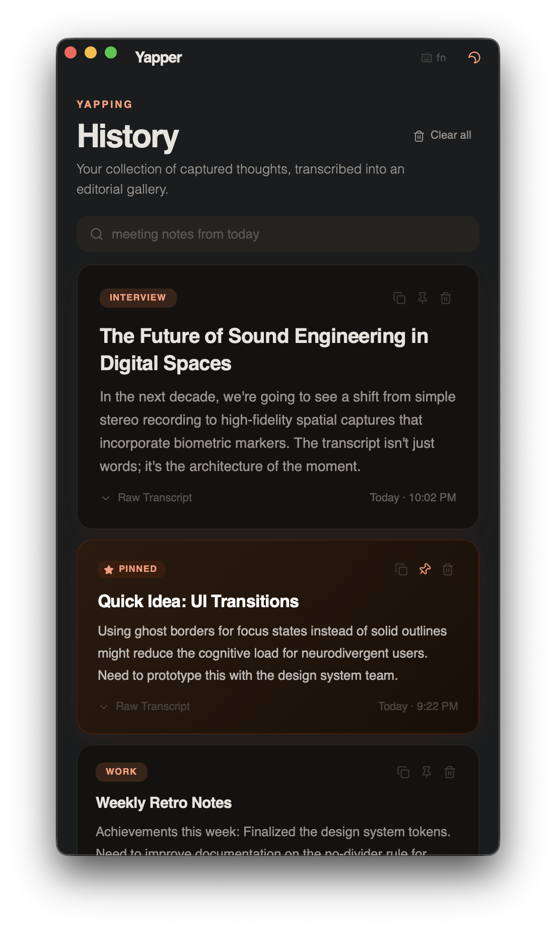 Yapper dark mode