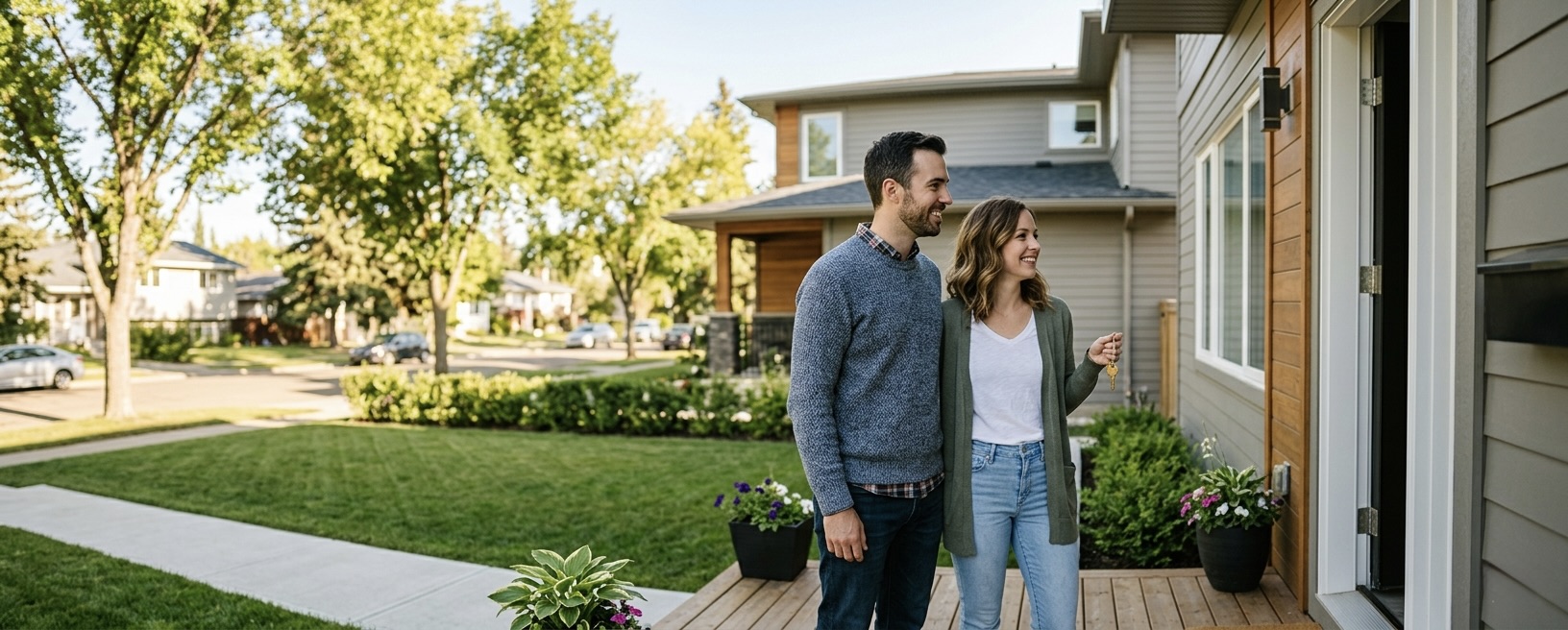 Young couple buying first Edmonton home