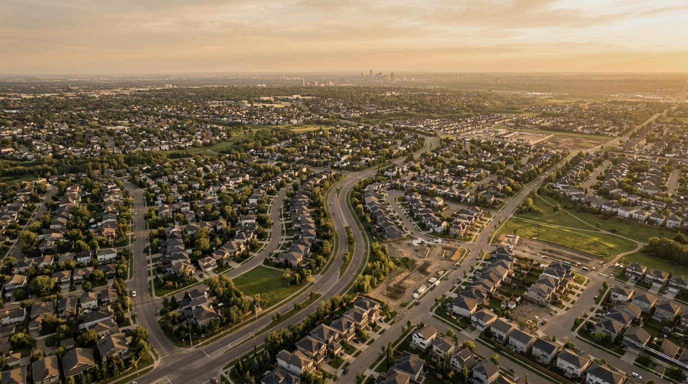 Edmonton skyline aerial view