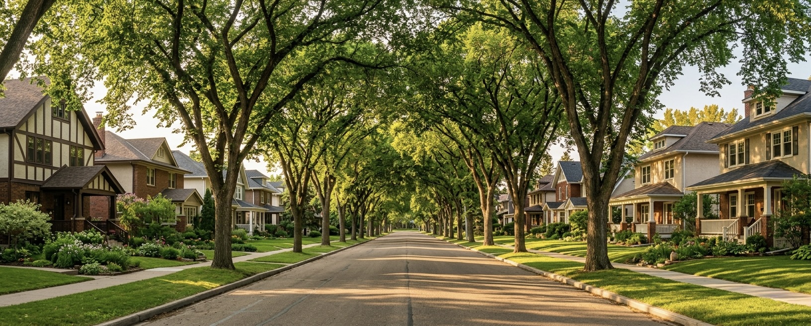 Tree-lined Edmonton residential street