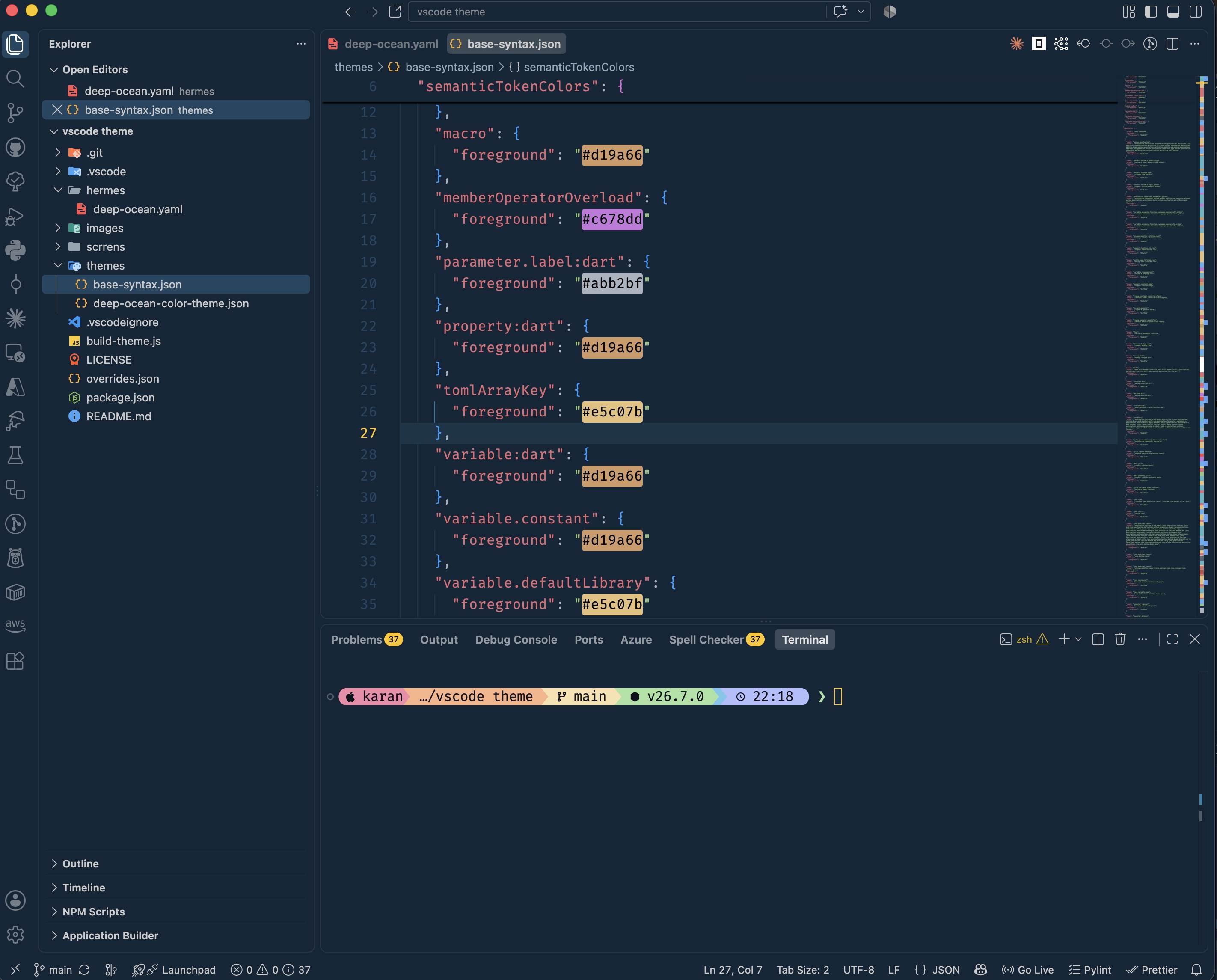Workbench with JSON open