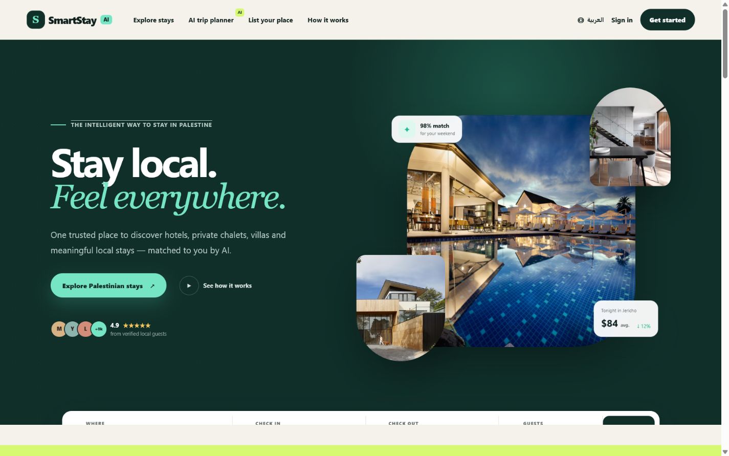 SmartStay English landing page