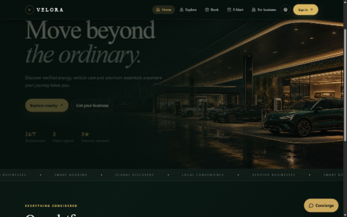 Velora Mobility home page