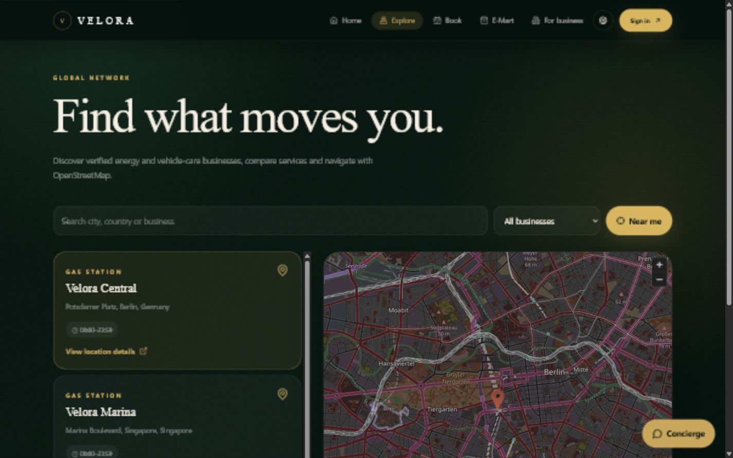 Velora location explorer