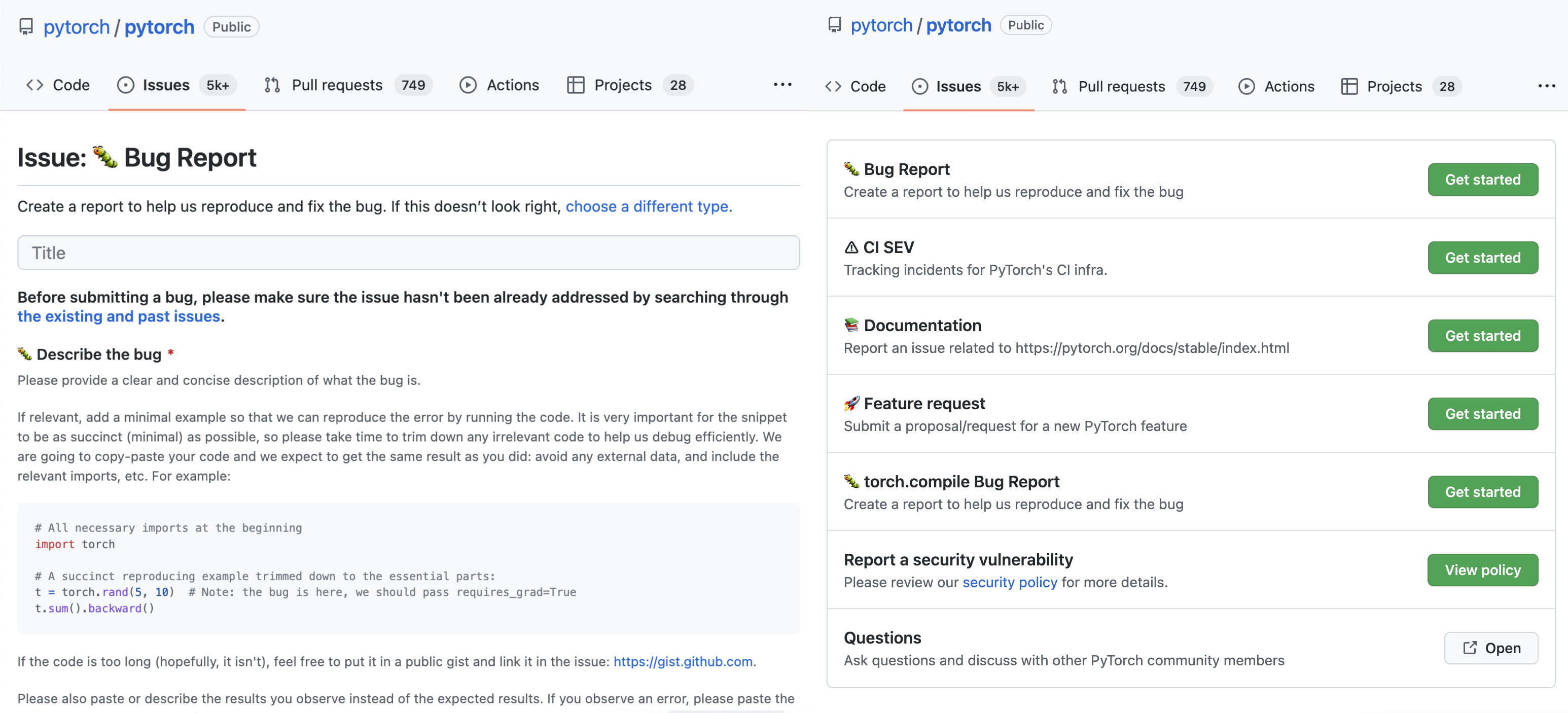 Pytorch Issue Report Templates