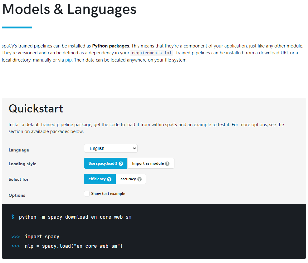 Spacy Model Install