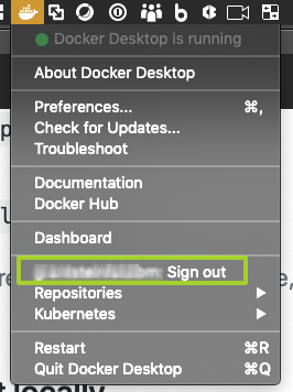 Docker Desktop Find your logged-in username