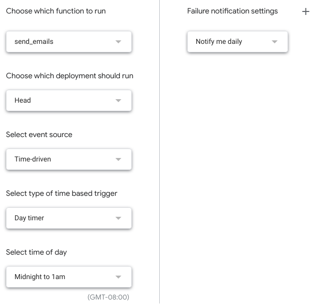 trigger configuration screenshot