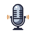 Pixel art microphone with hold-to-talk waves