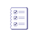 Pixel art meeting notebook with action items