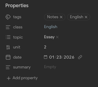Note Properties
