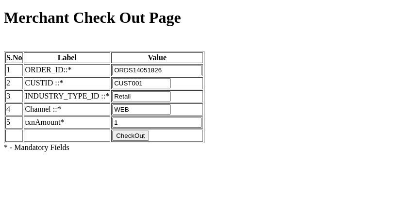 Transaction Test Page