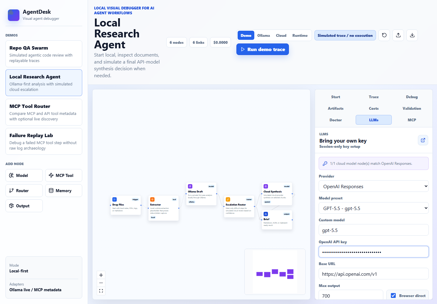 AgentDesk BYOK LLM configuration