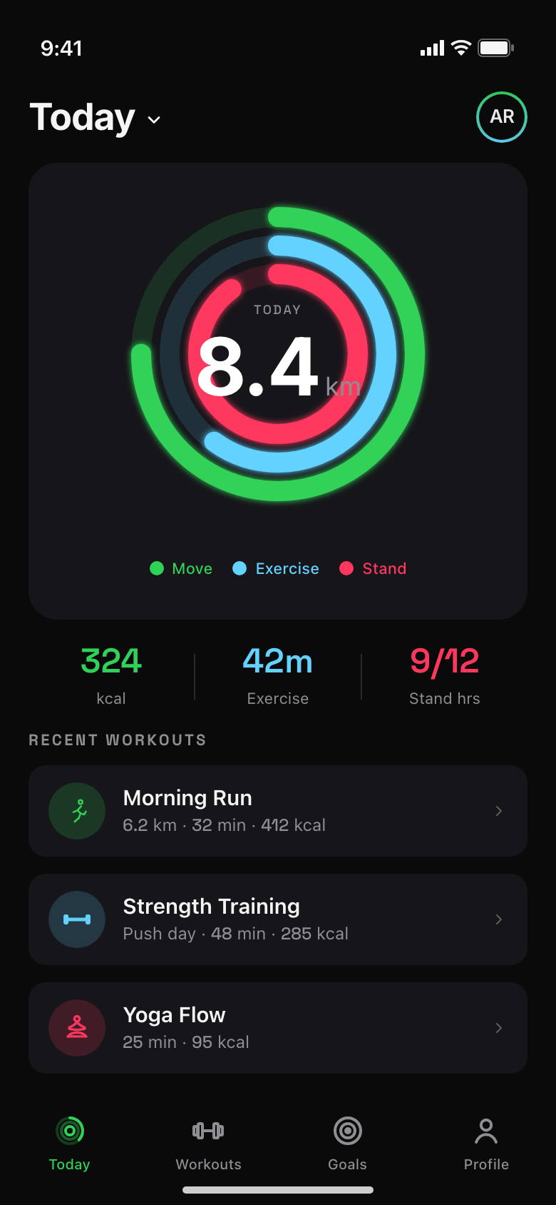 Fitness tracker dashboard