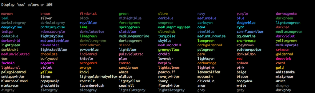 Tinter supports CSS4 Named Colors