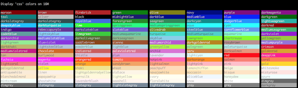 Tinter supports CSS4 Named Colors