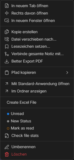 Right-click context menu