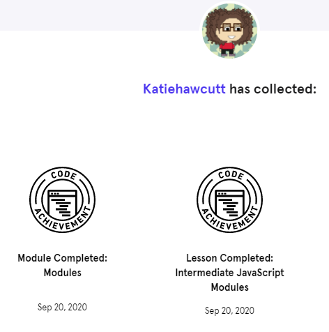 Codecademy JS Modules module completed