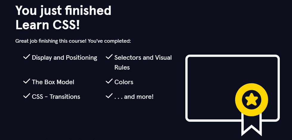 CSS Course on Codecademy finished!