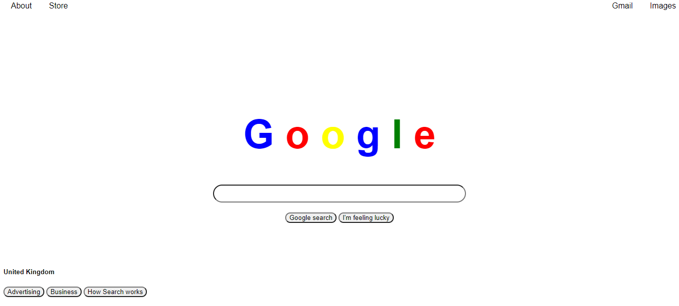 Google homepage attempt