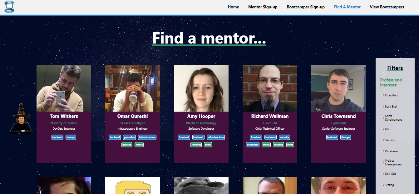 Find a mentor page